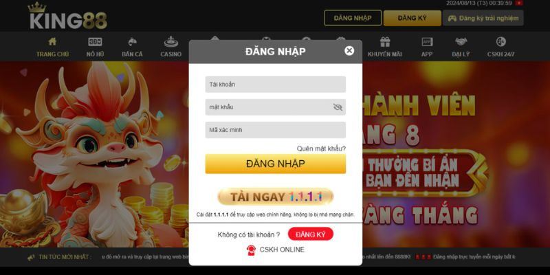 Đăng nhập đơn giản là có thể săn cá ngay